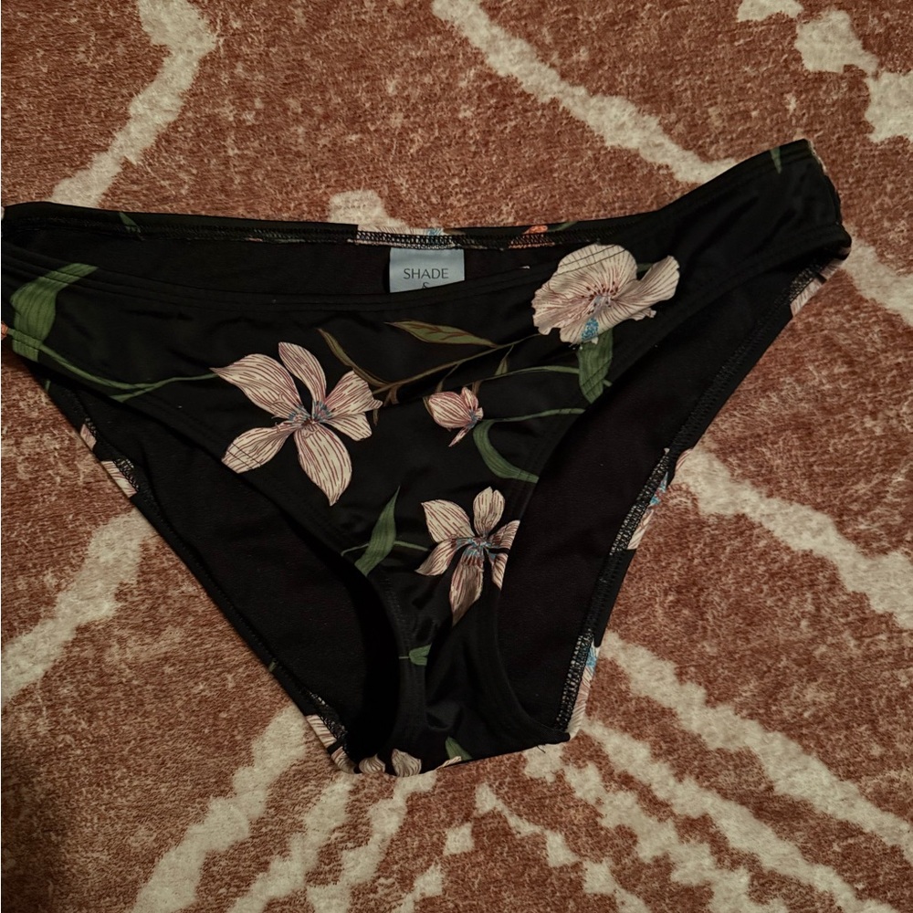 Shade & Shore Black Floral Bikini Bottom